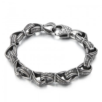 Popular retro new listing black hand pulling pattern titanium men's bracelet