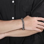 Popular retro new listing black hand pulling pattern titanium men's bracelet