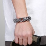 Animal series tide hand jewelry fashion rock hip-hop street wolf head biker titanium men's bracelet