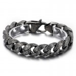  Vintage Cool gunmetal plated pattern titanium bracelet for men