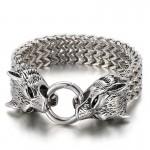  chic trendy titanium wolf head bracelet