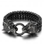  chic hipster titanium wolf head bracelet