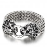  chic trendy titanium lion head bracelet