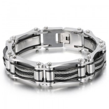  Simple atmosphere fashion steel wire hemp rope bicycle titanium men's bracelet