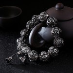 men's titanium fashion jewelry six words of truth Buddha bead bracelet titanium bracelet