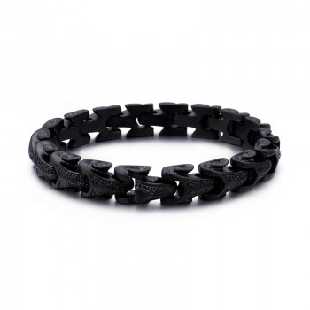 Black men's titanium bracelet dragon scale pattern