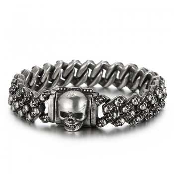  Vintage Electroplated multi-color skull titanium bracelet for men