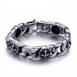  Vintage chic style round sign cross titanium bracelet for men