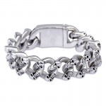  Fashion Double row skull titanium bracelet for men