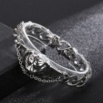  Vintage exaggerated pattern tiger head bend titanium bracelet for men 