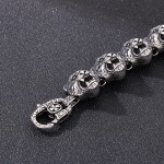  Cool fashion tiger head cross flower clasp titanium bracelet for men