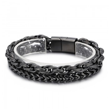  Fashion vacuum plating double layer titanium bracelet for men