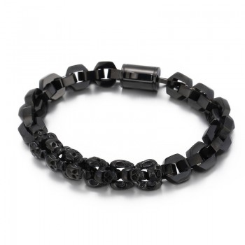  Spliced skull polygon plated titanium bracelet for men