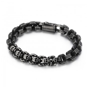  Spliced skull polygonal titanium bracelet for men