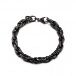  Retro black dot pattern hip-hop thick twist chain titanium bracelet for men
