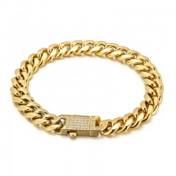  Cuban chain with diamonds men's titanium bracelet necklace