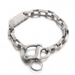  Retro black square striped keychain men's titanium bracelet