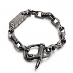 Vintage black square striped keychain men's titanium bracelet