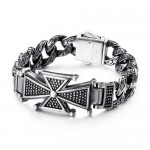   Cool skull cross with zirconia titanium bracelet