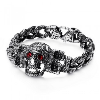   Cool Skull Cross with Zirconia Titanium Bracelet