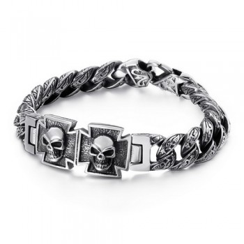   Cool Skull Cross with Zirconia Titanium Bracelet