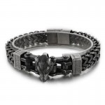  Cool Hip Hop Men's titanium Bracelet with Wolf Head Plating