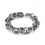  Rock hip hop style titanium jewelry Cool double skull men's titanium bracelet