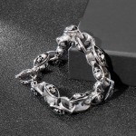  Rock hip hop style titanium jewelry Cool double skull men's titanium bracelet