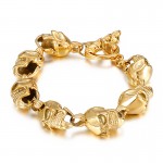   chic style gold skull men's titanium bracelet