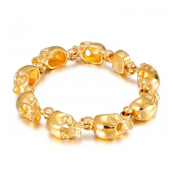   chic style gold skull titanium bracelet for men