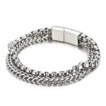 Square double layer men's titanium bracelet