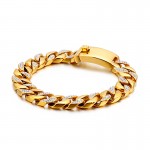  Hip hop hip hop style jewelry 19K gold men's titanium bracelet with diamonds