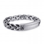  Men's titanium vintage keel micro-set white stone bracelet