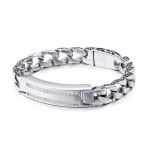  Men's titanium vintage keel bracelet with white stones