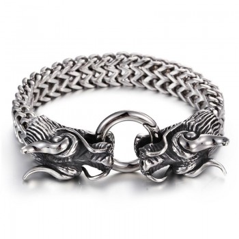 Men's Multi-Layer Bracelet Cool Double Dragon Men's Bracelet Faucet Clasp