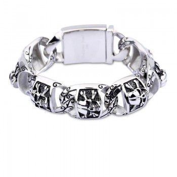  Hip-hop chic style bracelets men's titanium bracelets thick section skull jewelry