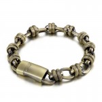  Vintage bronze oval titanium men's bracelet