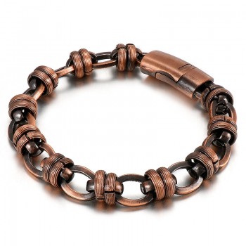  Vintage bronze oval titanium men's bracelet