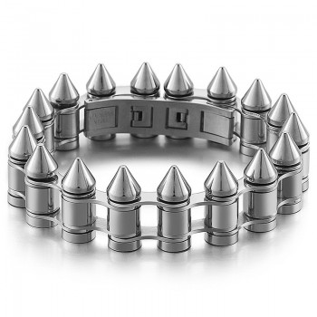  Fashion bullet head men's titanium biker bracelet