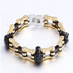  Rock hip-hop electroplated two-color skull titanium men's biker bracelet