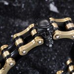  Rock hip-hop electroplated two-color skull titanium men's biker bracelet