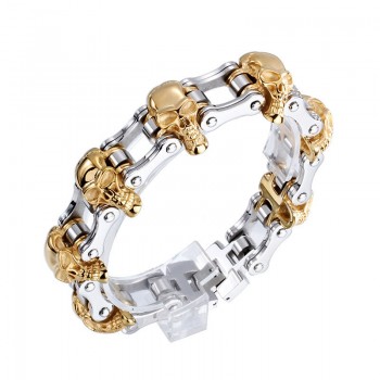  Exaggerated fashion skull plating titanium men's bicycle bracelet