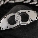  Fashion handcuff geometric woven titanium bracelet for men