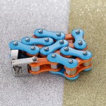  Simple Painted blue-orange titanium men's biker bracelet