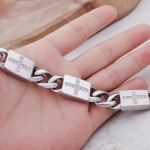 Fashion rock hip-hop style cross with diamonds titanium bracelets