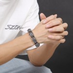   Cool floral x-shaped hollow titanium bracelet for men