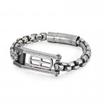 Cross hollow square men's titanium bracelet