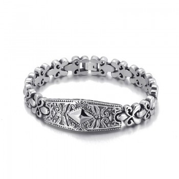  Fashion Flower Bay brand diamond-shaped titanium bracelet for men