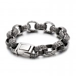   Square Buddha head titanium bracelet for men
