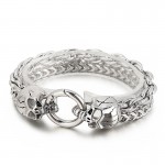  Cool fashion chic style skull titanium bracelet for men